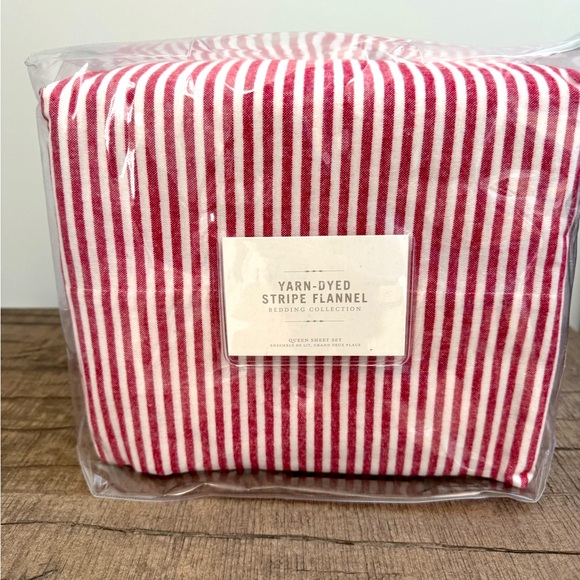 RH stripe flannel bedding sheets set size Queen - Picture 2 of 5